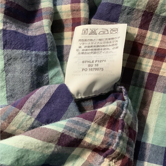J.Crew Crinkle Cotton Plaid Popover Shirt. Size 0. Style F1271. - Picture 10 of 11